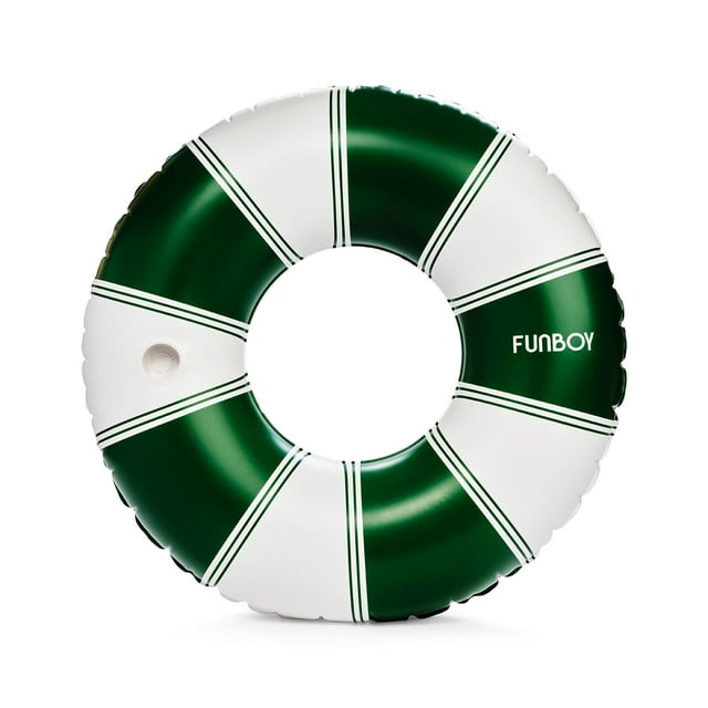 Flotador inflable para piscina FUNBOY, gigante, vintage, con rayas verdes, 48 pulgadas, con portavasos