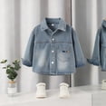 thumbnail image 1 of Chaqueta vaquera de manga larga con solapa para niños, bonita chaqueta informal para niños, chaqueta vaquera de manga larga con capucha, chaqueta vaquera para niños, top de poliéster, 1 of 9