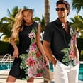 thumbnail image 3 of Yuyamidu Polynesian Matching Outfits for Couples Vacation Dresses for Women 2026 Hibiscus Shirt Mens Hawaiian Shirts A Line Tiered Flowy Mini Dress Husband and Wife Matching Outfits 3XL, 3 of 6