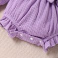 thumbnail image 5 of Staki Long Sleeve Onesies Girl Baby Girl Ruffle Romper Dress Long Sleeve Letter Bowknot Doll Collar Bodysuit Skirt Cute Spring Clothes(Purple,3-6 Months), 5 of 6