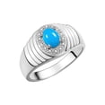 thumbnail image 3 of RYLOS Men's Rings Sterling Silver Classic Halo Of  Diamonds 7X5MM Oval Gemstone Ring Tourquoise December Birthstone Rings For Men Size 9, 3 of 7