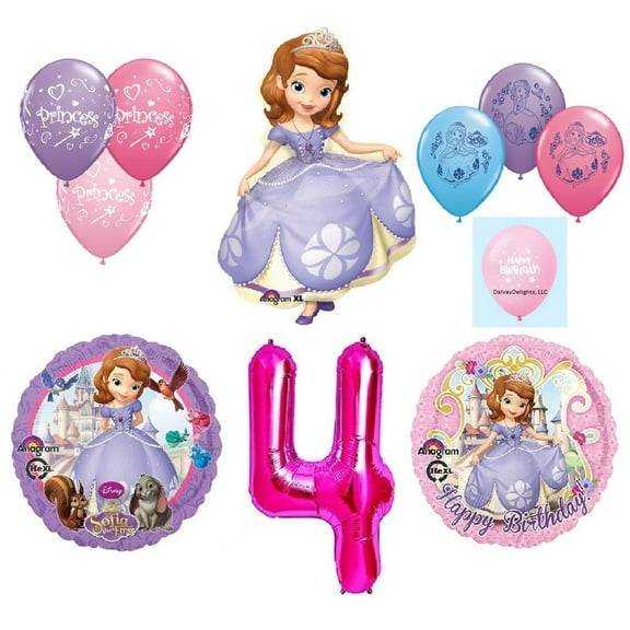 DalvayDelights Disney's Sofia The First 4th Happy Birthday Party Balloons Decorations Supplies Bundle
