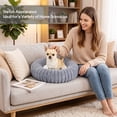 thumbnail image 2 of Exclusivo Mezcla Calming Donut Dog Bed with Non-Slip Bottom, 24 inches Cozy Fluffy Faux Rabbit Fur Round Pet Bed for Medium Dogs, Light Grey, 2 of 6