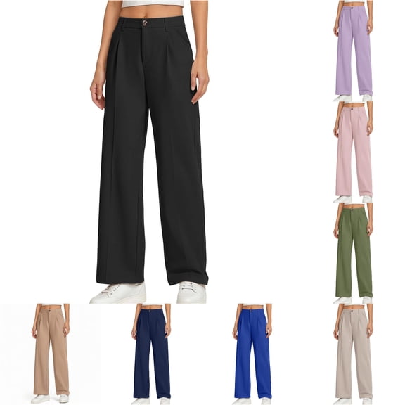 WhouRiu Girls Back To School Pants Casual Solid Color Loose Straight Leg Uniforms Trousers Kids Rigid Waist Comfortable Versatile Pants,7-8 Years