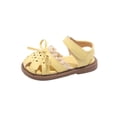 thumbnail image 3 of SGFCWSX Girls Summer Sandals Closed Toe Bow Lace Hollow Out Ankle Strap Soft Sole Casual Beach Outdoor Shoes for Daily Use Yellow Size 8 Toddler, 3 of 6
