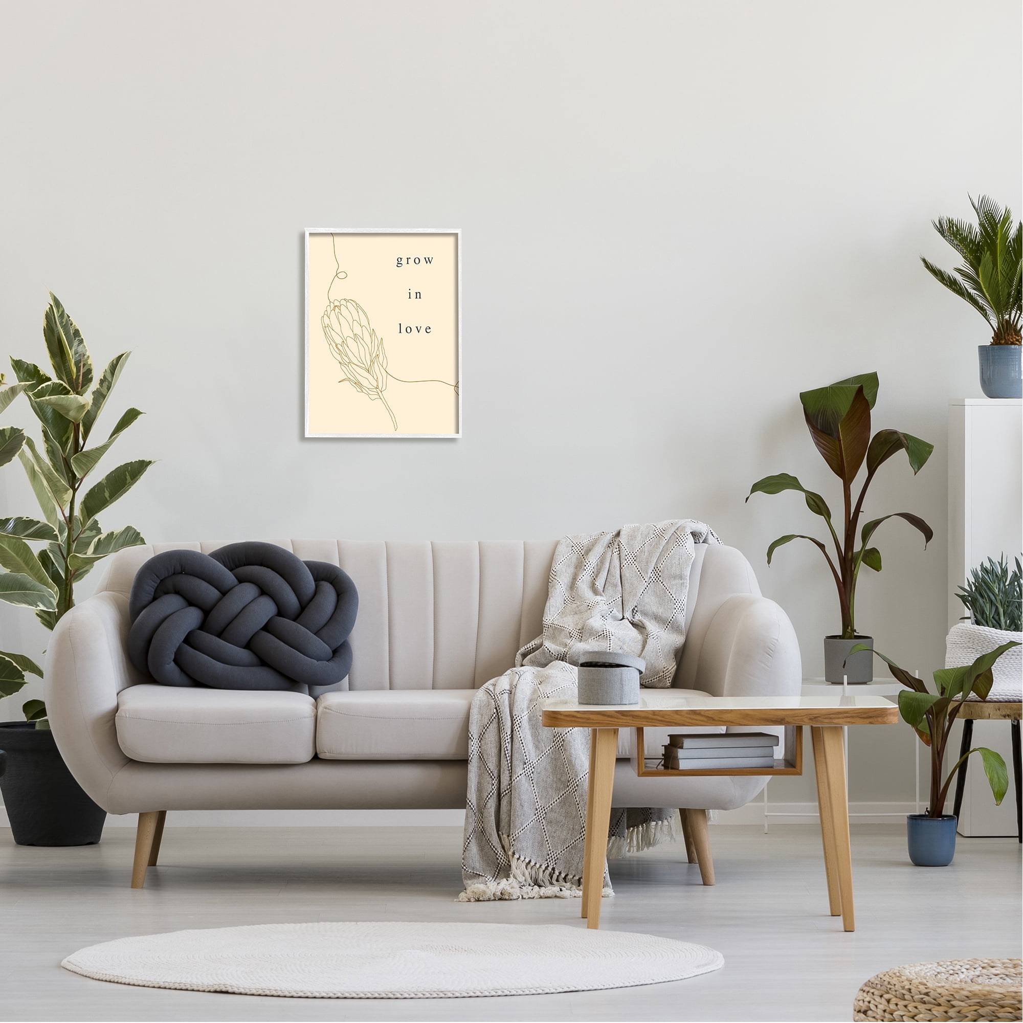 Stupell Industries Grow In Love Quote Plant Blossom Line Drawing Framed Wall Art, 16 x 20, Design by Lil' Rue