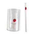 thumbnail image 1 of Vaso de vidrio de 300 ml, taza para agua, té, café, reutilizable, para jugo, leche transparente Fresa individual, 1 of 9