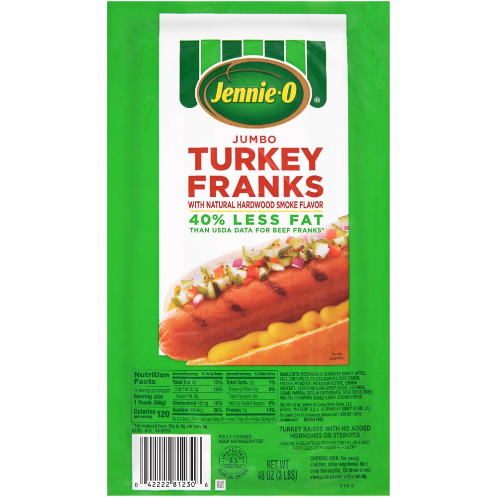 JennieO Jumbo Turkey Franks with Natural Smoke Flavoring, 48 Oz., 24 Count