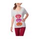 thumbnail image 1 of Aeropostale Kiss Me Ss - Camiseta con cuello en V, ajuste holgado, para mujer, gris, pequeña, 1 of 1