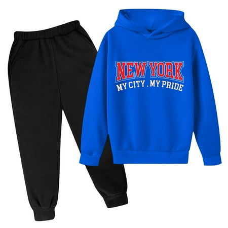 

Toddler Boys Outfits 18 M Tracksuit Set New York Letter Print Active Sets 2 Piece Hoodie & Jogger Long Sleeve Pullover Sweatshirt Lounge Set # 3T