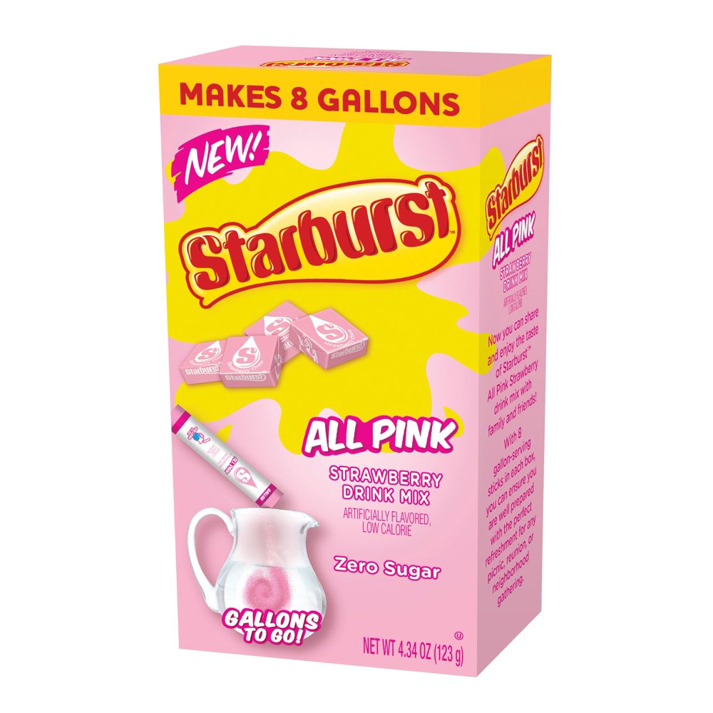 (8 Pitcher Packs) Starburst All Pink Sugar Free, Caffeine Free Powdered