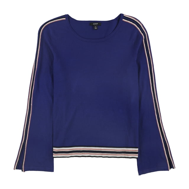 Alfani suéter de manga acampanada a rayas para mujer, azul, pequeño
