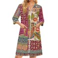 thumbnail image 2 of Lightweight Robes for Women Zipper Loose Fit Womens Bathrobe Zipper Front 3/4 Length Sleeve Knee Length Vintage Floral Print Fashion Pajama Sleepwear with Pockets Multicolor XL, 2 of 7