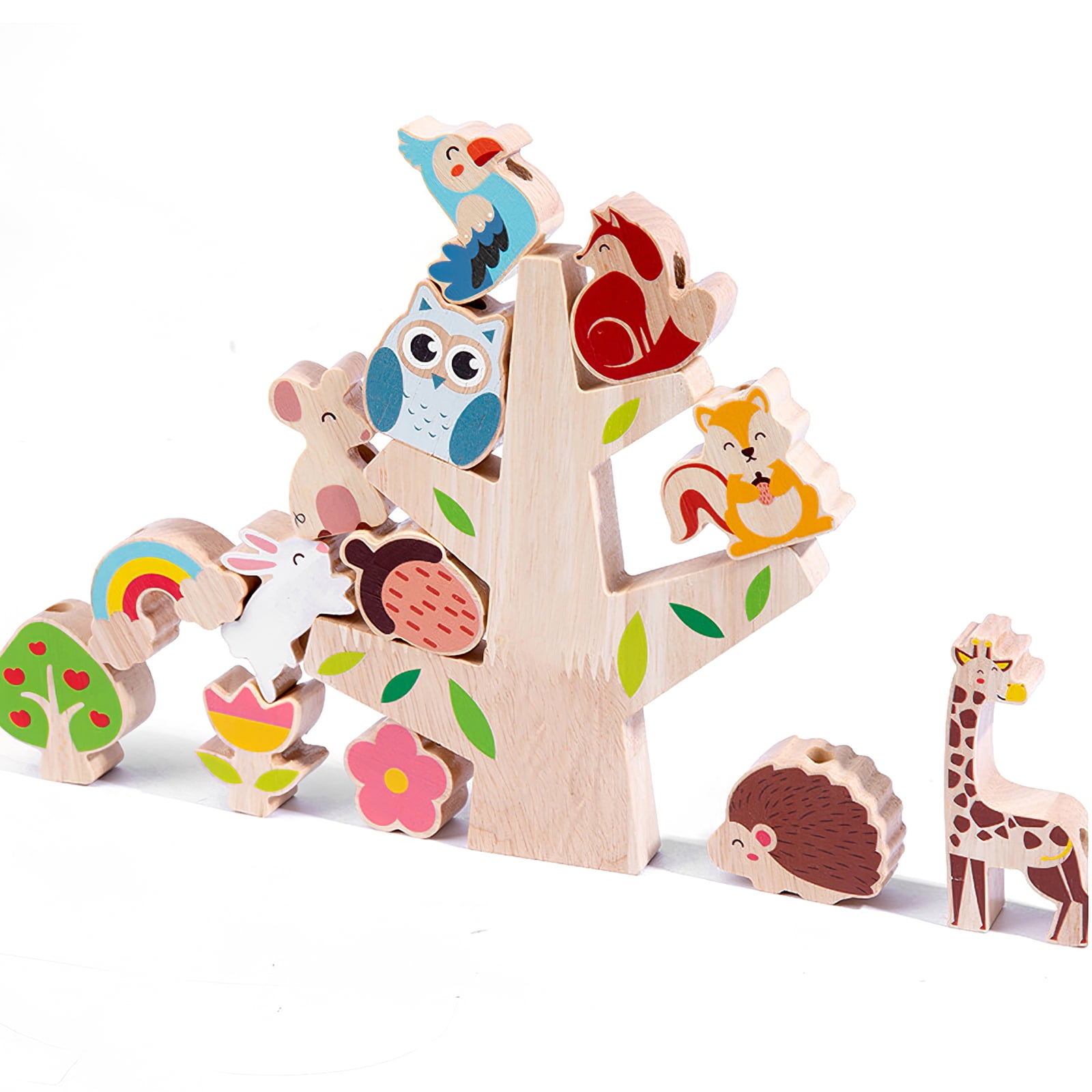 Wooden Blocks Children Montessori Animal Games Natural Baby Toy Kids