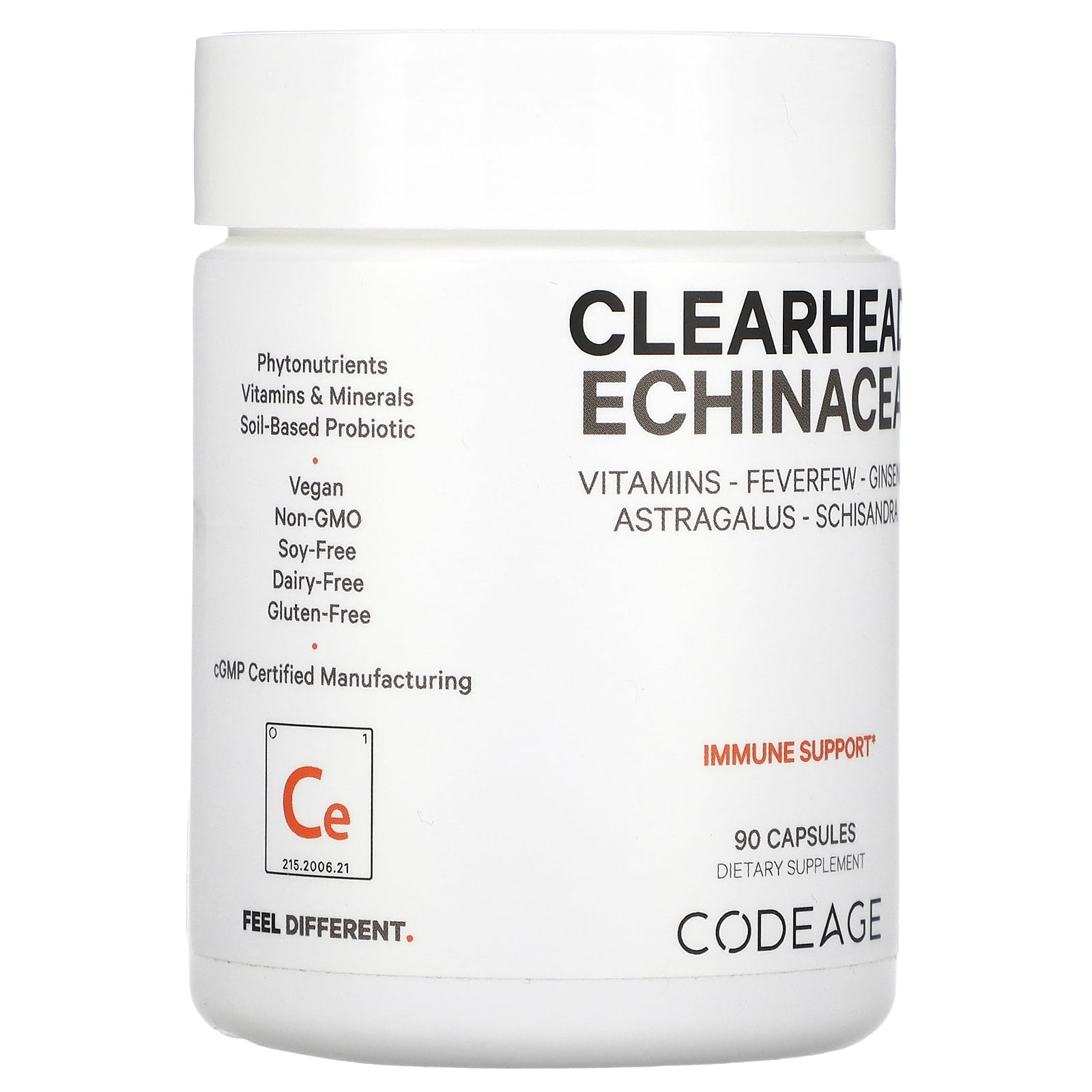 Codeage Clearhead, Echinacea, Zinc, Vitamins C & D, Garlic, All Seasons Vegan Cold Weather Supplement, 90 ct