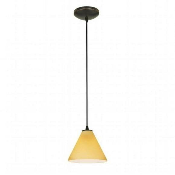 Accesslighting 28004-3C-ORB-AMB Martini A-19 Pendentif en Verre Ambre Cordon&44; Bronze Frotté à l'Huile