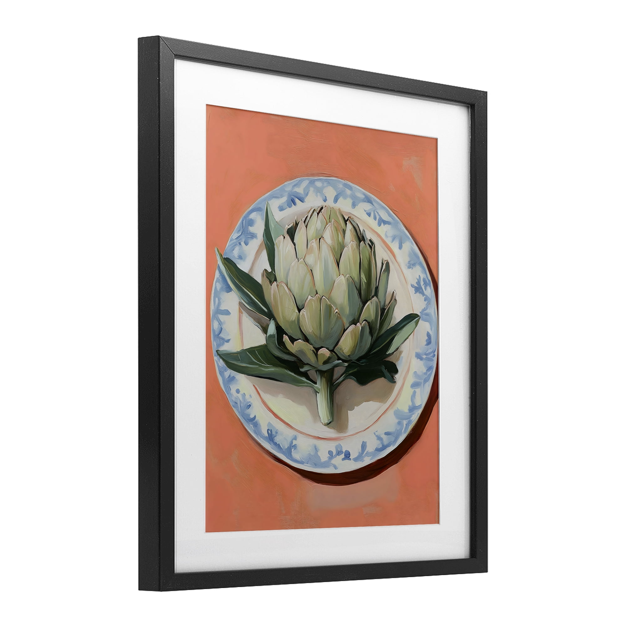 Stupell Industries Retro Artichoke over Orange Black Framed Print Under Glass, design by The Prints Vibe
