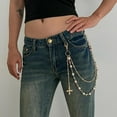 thumbnail image 2 of Fashion Layered Pants Wallet Chains - Exquisite Gold Silver Rhinestone Flower Pearl Jean Pocket Chain for Women Men Cute Bag Purse Charms Jewelry, 2 of 7