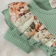 thumbnail image 6 of Viworld Newborn Baby Girl Floral Romper Dress Outfits Ruffle Onesie Suspender Shorts Jumpsuit With Headband Cute Summer Clothes, Green 6-9 Months, 6 of 10