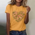 thumbnail image 3 of Primavera Top Mujeres de Moda de Cuello Redondo con Patrones de Corazón de Manga Corta Camiseta Top para Uso Diario Y de Fiesta, 3 of 5