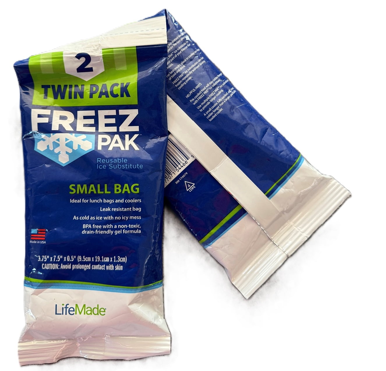 (4 pack) Freez Pak Reusable Ice Substitute, Twin Pack, Small Bag