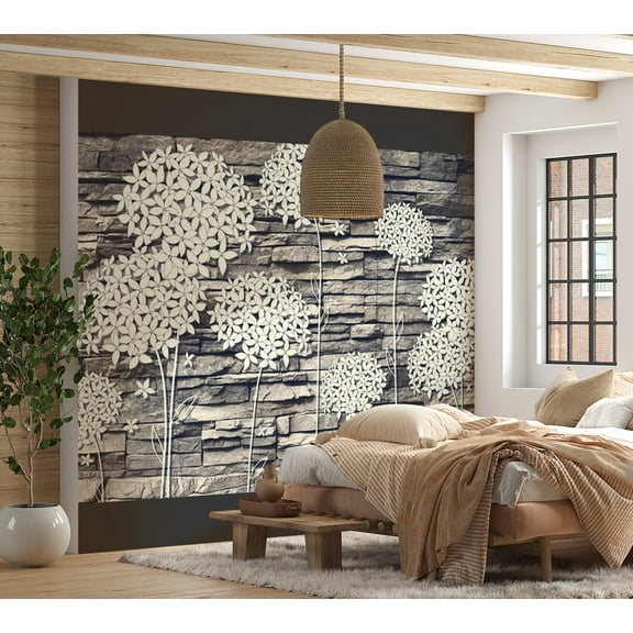 Surface Texture Wallpaper Wall Mural - Stone Flowers