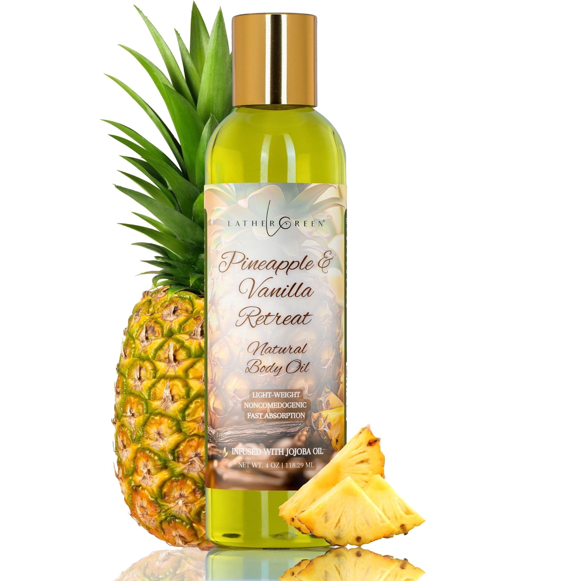 Pineapple & Vanilla Retreat Natural Body Oil, 4 oz by LatherGreen