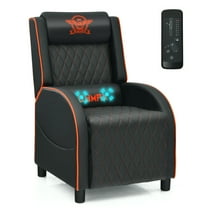 Gymax Massage Gaming Recliner Chair Leather Single Sofa Home Theater Seat Orange