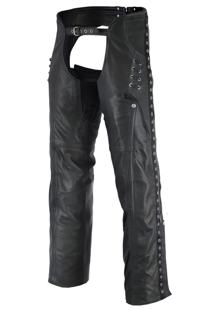 Daniel Smart Motorcycle Leather Chaps Grommet Detailing All