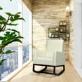 thumbnail image 6 of Barara King Rocking Chair Nursery Glider, Comfy Rocker Nursery Chair, 2-in-1 Fabric Upholstered Rocking Chair with Pillow-Beige, 6 of 10
