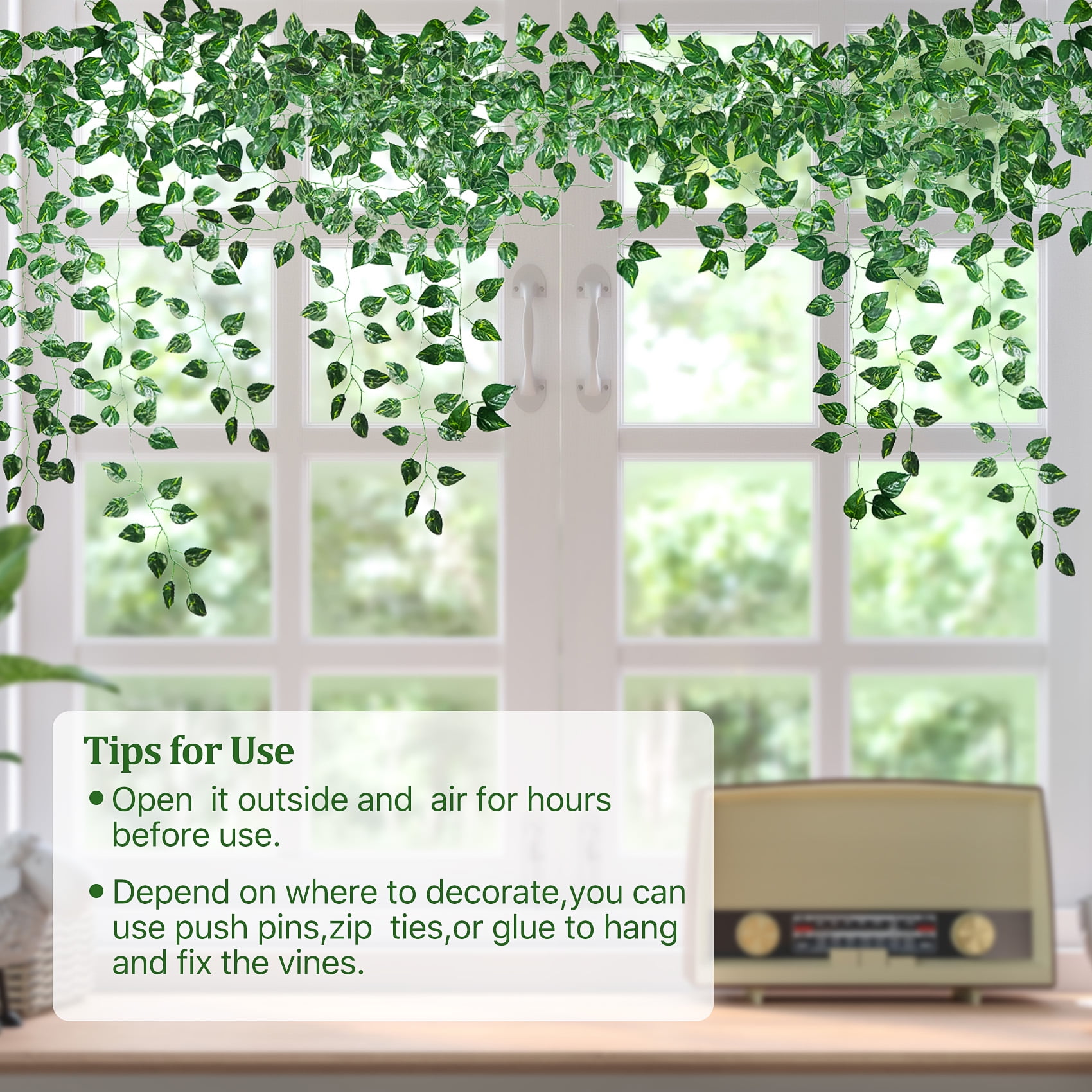 48Pack Artificial Ivy Garland 335ft Fake Vines with Realistic Leaves - UV Resistant Greenery Wall Decor for Wedding Backdrop, Bedroom, Indoor Outdoor Party Décor