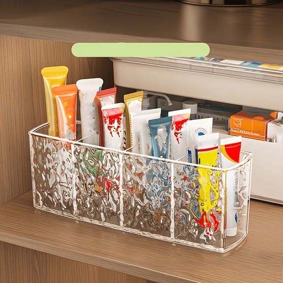 1 Pack Multifunctional Pill Organizer, Transparent Divided Storage Box, Plastic Desktop Organizer, Medicine Tube & Ointment Storage Rack, Desktop Holder