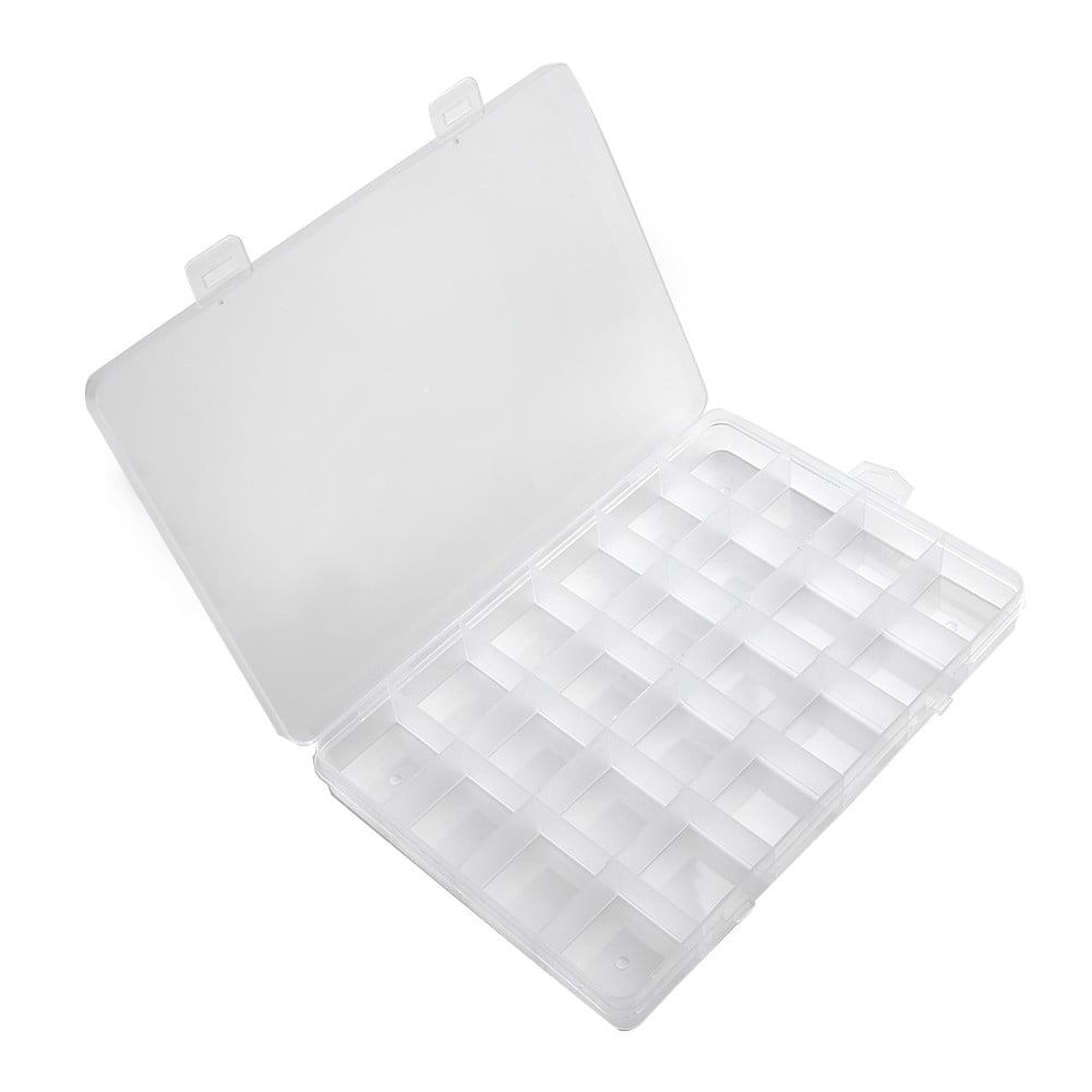 24 Compartments Slots Adjustable Jewelry Storage Box Case Craft Organizer Bead 
