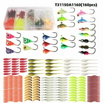 BESTSKY 160pcs Ice Fishing Jigs Ice Fishing Lures Ice Fishing Starter Kit for Walleye Crappie Panfish