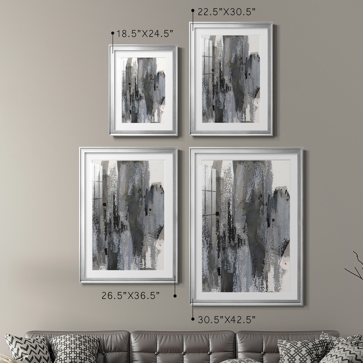 Wexford Home Loft Pastel III Premium Framed Print, 26.5" x 36.5" - Ready to Hang, Silver (Set of 2)