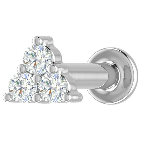 0.07 Carat 3-Stone Diamond Nose Pin Stud in 18K White Gold (SI1-SI2 Clarity)