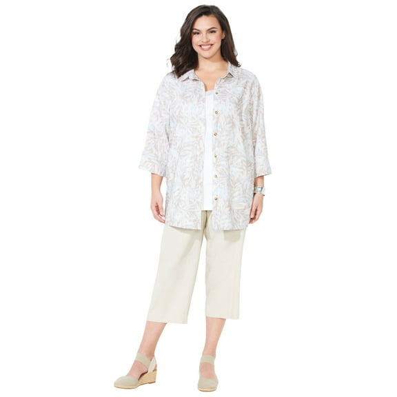 Catherines Women's Plus Size Classic Linen Buttonfront Shirt