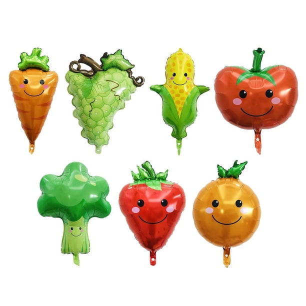 Bewildely Decoración de globo de fiesta de cumpleaños de globo de aluminio de dibujos animados de frutas y verduras Kits de decoración para fiestas