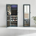 thumbnail image 4 of LEDREM LED Jewelry Cabinet Organizer - 47" Wall/Door Mount Armoire with Full-Length Mirror, 200+ Storage Slots & 2 Drawers, Rustic Blue, 4 of 7