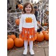 thumbnail image 4 of RUINIXCW Toddler Baby Girl Halloween Outfit Little Baby Girl Fall Winter Clothes Pumpkin Embroidery Long Sleeve Sweatshirt with Tulle Tutu Skirt Set, 4 of 9