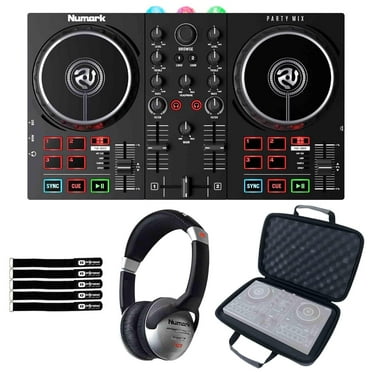Numark Party Mix II Built-In Light Show DJ Controller with Headphones & Carry Case Package