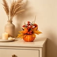 thumbnail image 6 of Racsoh Mini Artificial Pumpkin Tabletop Ornament, Faux Fall Floral Arrangement with Sunflower and Berry, for Thanksgiving Halloween Mantel Decor (B), 6 of 7