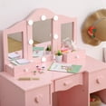 thumbnail image 2 of BeesClover Dressing Table and Chair Set for Kids with tri-fold Mirror and Drawers - Dressing Table and Chair Set for Girls - Dressing Table Set with Mirror, 2 of 6