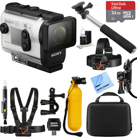 Sony FDR-X3000R 4K Wi-Fi GPS Action Camera with SteadyShot and Live View Remote Kit + 32GB Outdoor Adventure Mounting