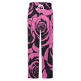 thumbnail image 5 of Pink Roses Print Winter Female Pants Flannel High Waist Women Pants Lady Warm Straight Leg Plush Trousers, 5 of 7