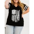 thumbnail image 4 of Camiseta Happy Sailed para mujer, talla grande, bandera de Estados Unidos, 3X, negra, 4 of 6