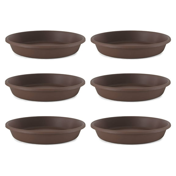 The HC Companies Classic 21" Plastic Round Plant Pot Saucer, Brown (6 Pack)