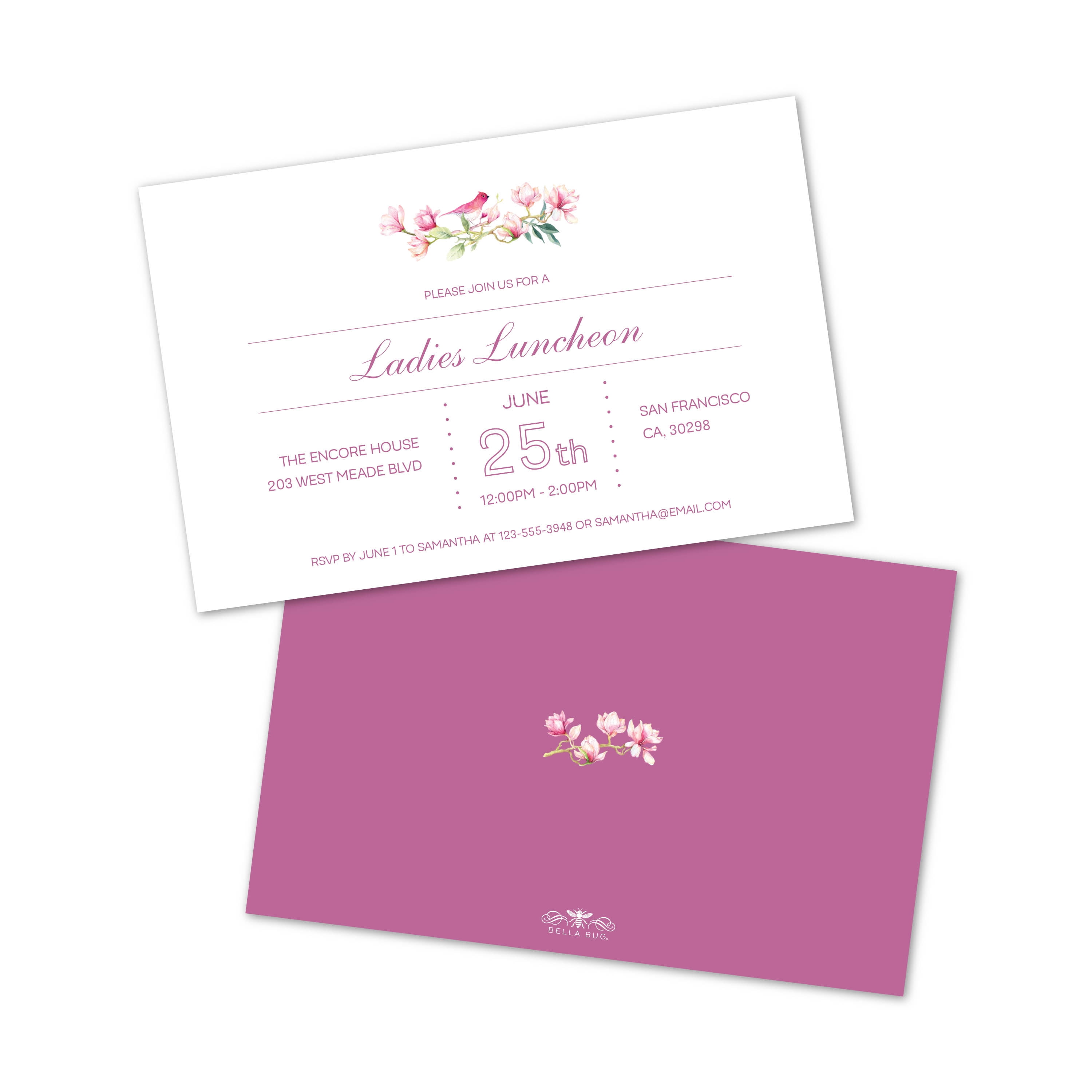 Personalized Pink Floral Party Invitations