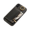thumbnail image 2 of for iPhone X/XS PU Leather Case, Card Slots and Zipper Pocket Kickstand, Classic Protective Shockproof Lightweight Ultra Slim lip Case Finger Ring Wrist Strap for iPhone X/XS, Black, 2 of 7