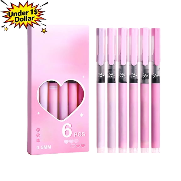 Under 1$ Dollar Straight Liquid Ballpoint Pen Sign Pen, 0.5mm High Capacity Black Ink Water Pen, Fast Drying Exam Writing Pens,Pink